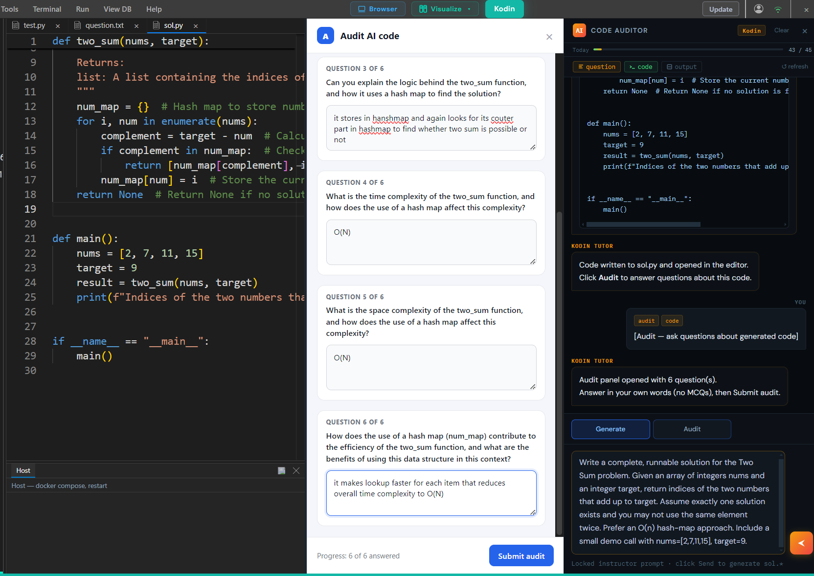Kodin Code Audit — audit AI generated code for complexity, intent drift, edge cases and trade-offs