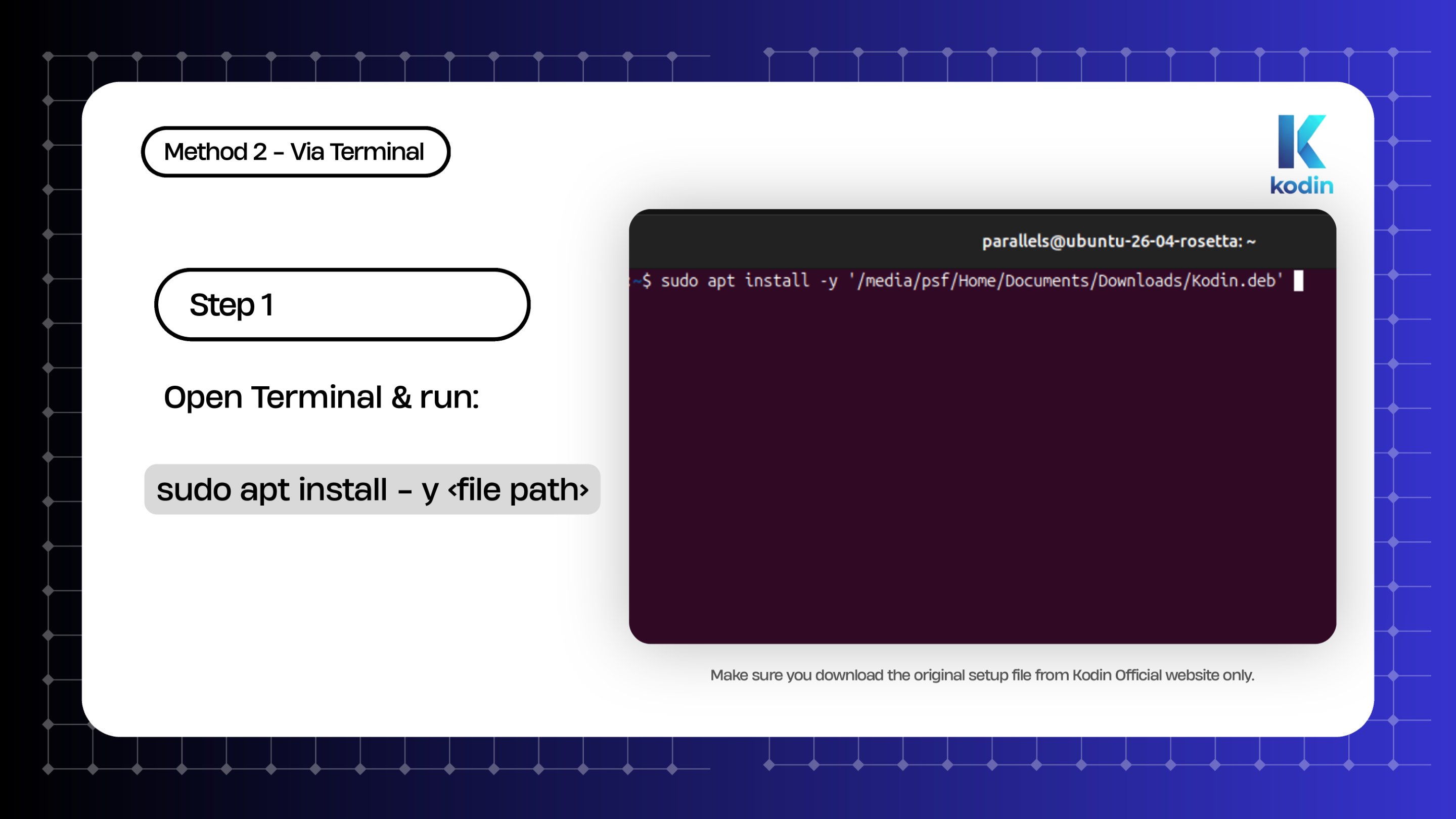Linux Installation Guide Page 7 - Step 5 Launching Kodin